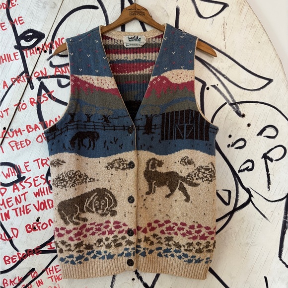 Northern Reflections Sweaters - Vintage 90s Northern Reflections Farm Dog Knit Sweater Vest